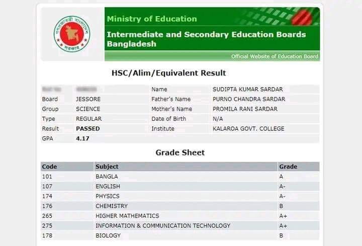 Higher Secondary Certificate (HSC) Result 2024